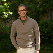Thick Half Zip Mock Neck in Wool and Cashmere - Noce