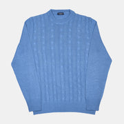 Crewneck Cable Knit in Linen and Cotton - Blue