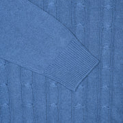 Crewneck Cable Knit in Linen and Cotton - Blue