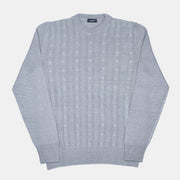 Crewneck Cable Knit in Linen and Cotton - Light Grey