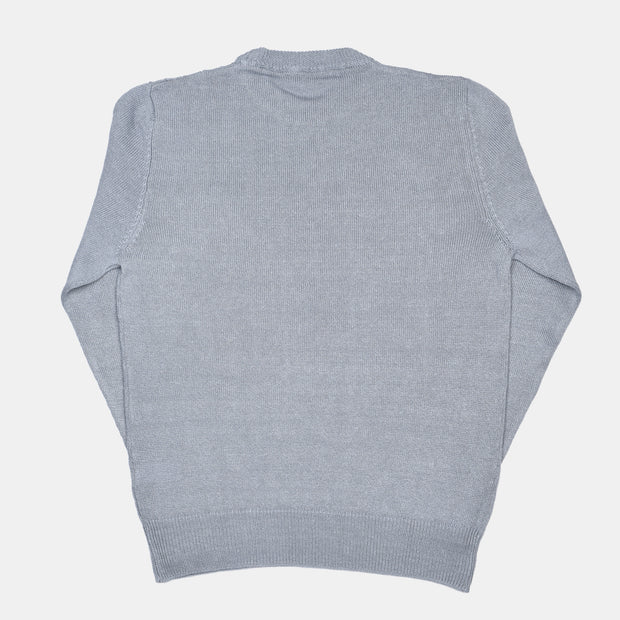 Crewneck Cable Knit in Linen and Cotton - Light Grey