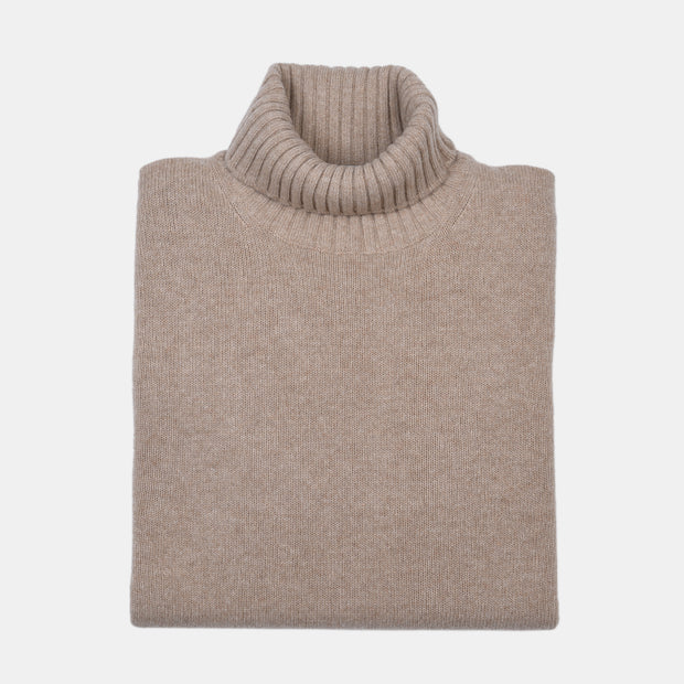 Roll-neck in Wool and Cashmere - Beige
