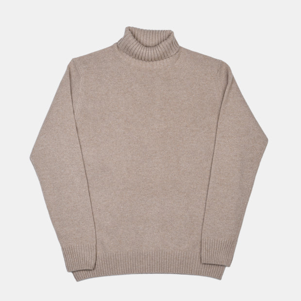 Roll-neck in Wool and Cashmere - Beige