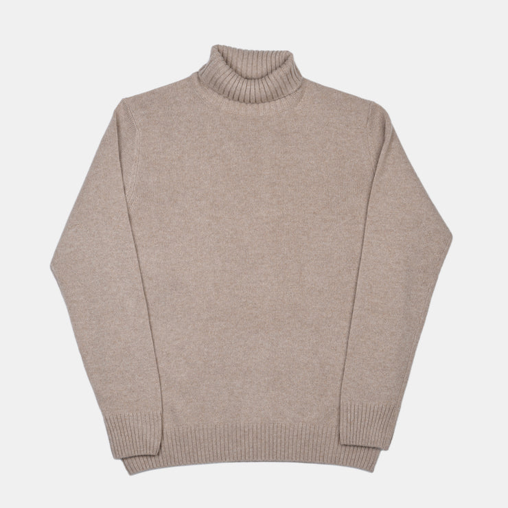 Roll-neck in Wool and Cashmere - Beige