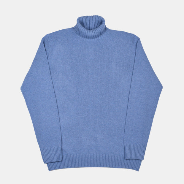 Roll-neck in Wool and Cashmere - Blue