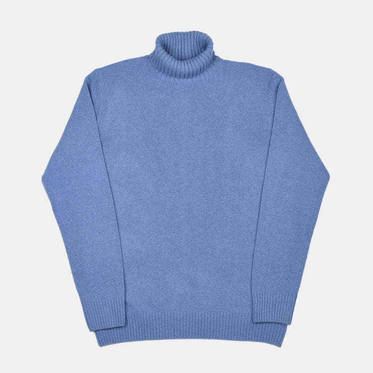 Roll-neck in Wool and Cashmere - Blue