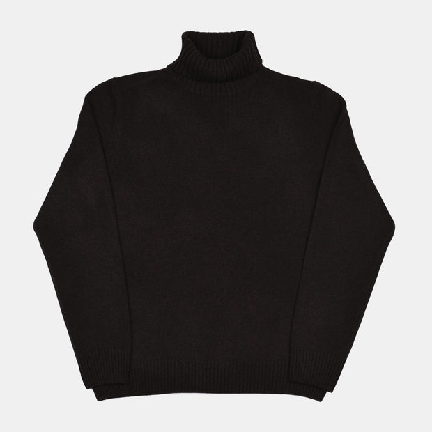 Roll-neck in Wool and Cashmere - Deep Brown
