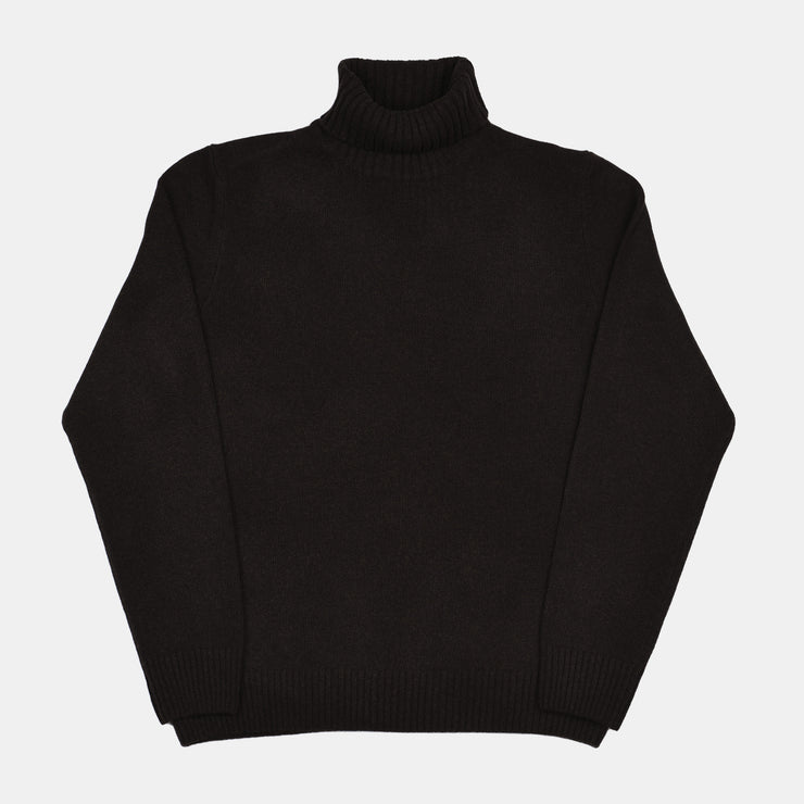 Roll-neck in Wool and Cashmere - Deep Brown
