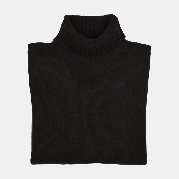 Roll-neck in Wool and Cashmere - Deep Brown