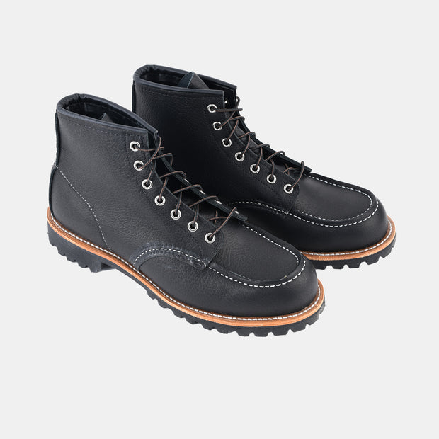 Roughneck Moc Toe Boot in Oil Slick Leather - Black