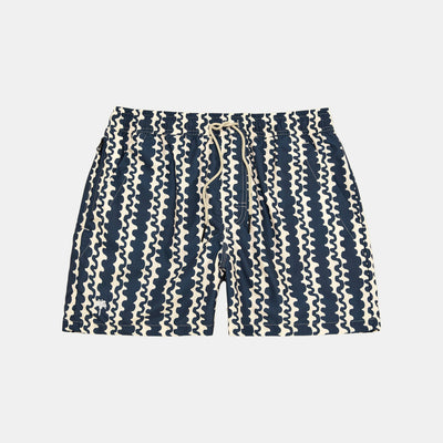 Scribble Swim Shorts - Blue / Ecru