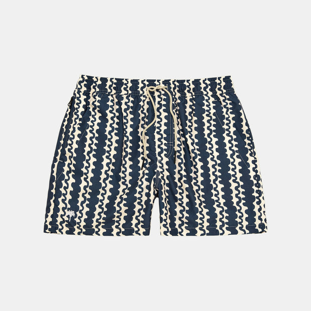 Scribble Swim Shorts - Blue / Ecru