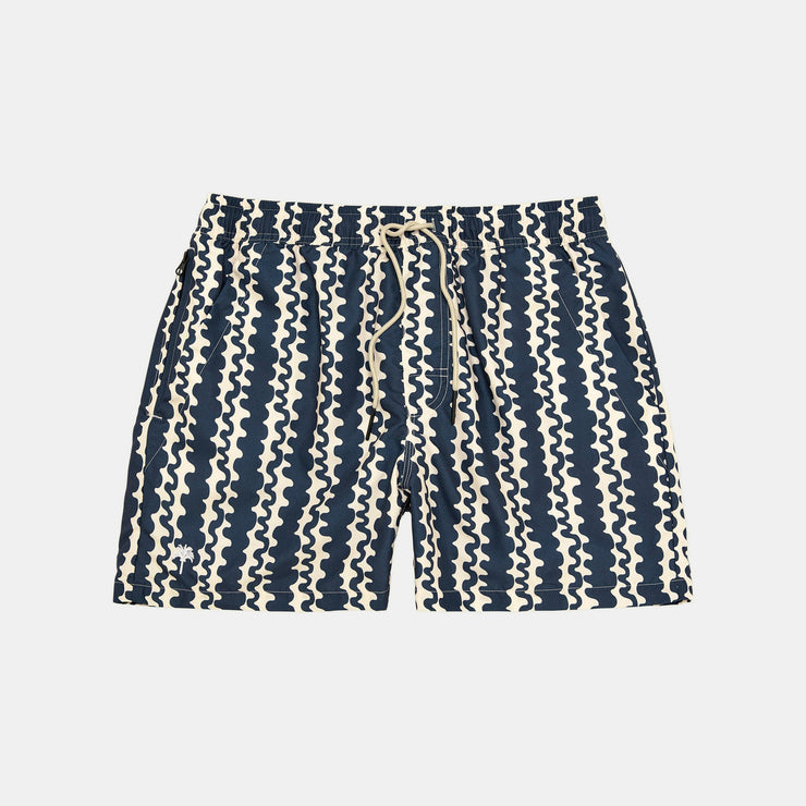 Scribble Swim Shorts - Blue / Ecru