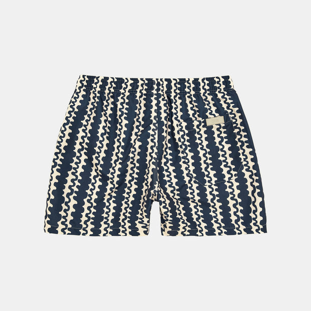 Scribble Swim Shorts - Blue / Ecru