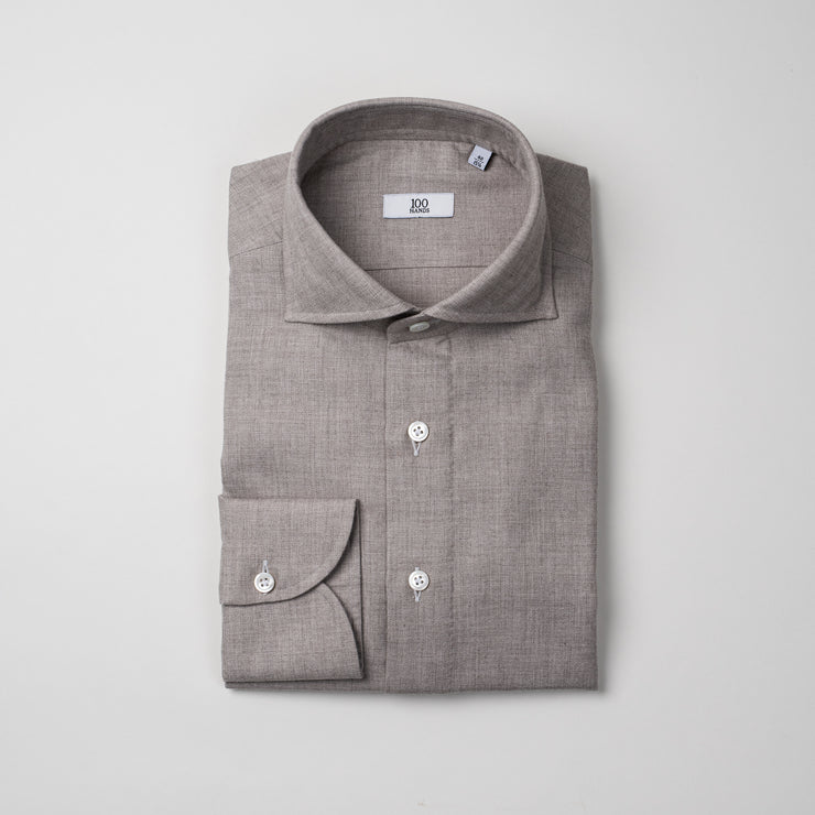 Cutaway Collar Shirt in Earth Cashmere-Cotton