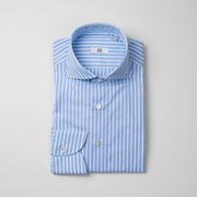 Cutaway Collar Shirt in Light Blue & White Stripe