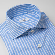 Cutaway Collar Shirt in Light Blue & White Stripe