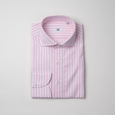 Cutaway Collar Shirt in Pink & White Stripe
