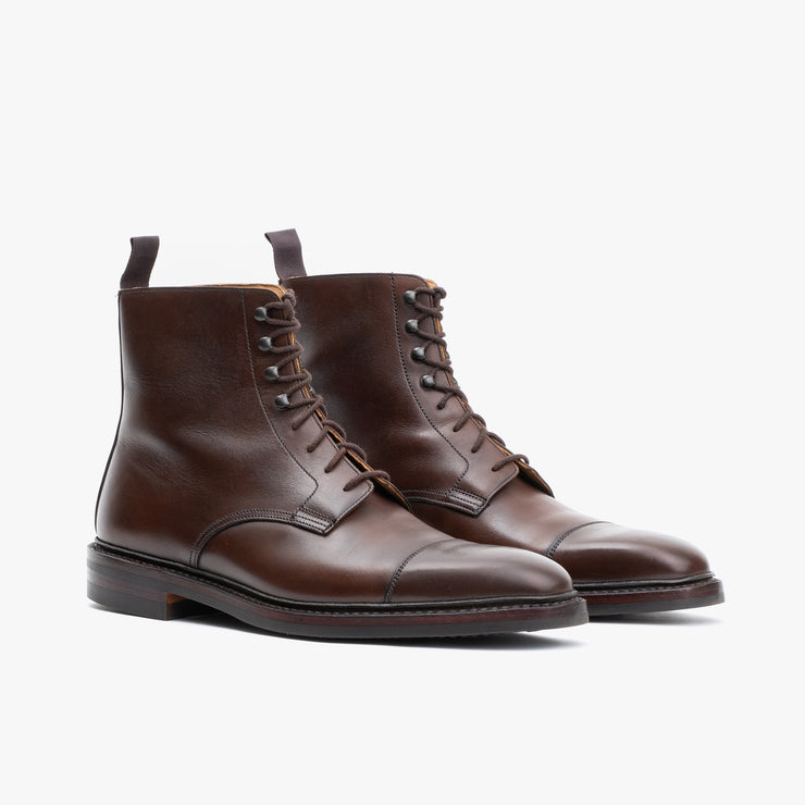 Northcote Cap-toe Derby Boot in Dark Brown Waxed Calf