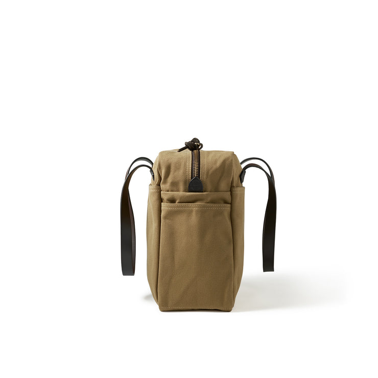 Rugged Twill Tote Bag With Zipper - Tan