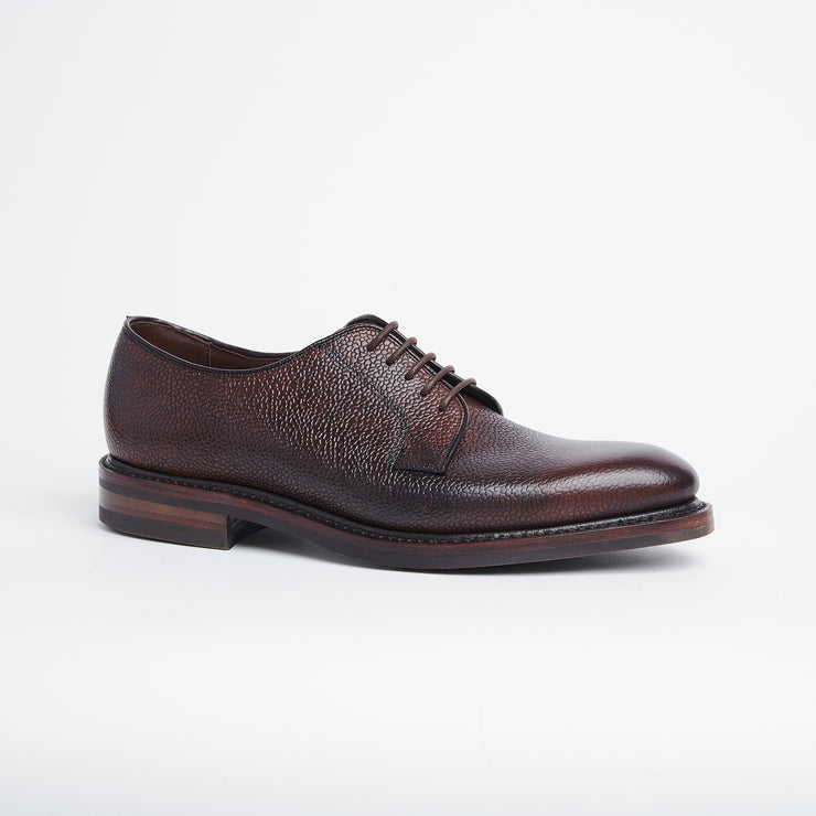 Troon Rog Plain Toe Derby in Brown Scotch Grain