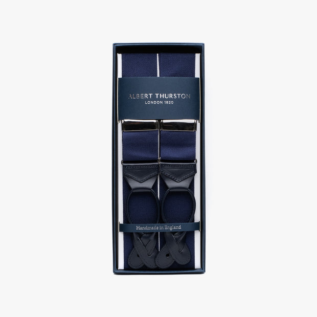 Plain Ribbon Braces - Navy / Blue