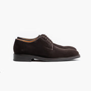 Plain Toe Derby in Dark Brown Suede