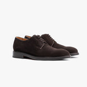 Plain Toe Derby in Dark Brown Suede