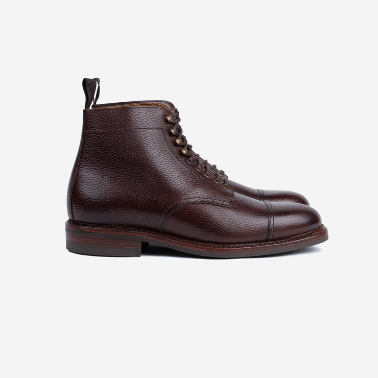 Cap Toe Boot in Brown Scotch Grain