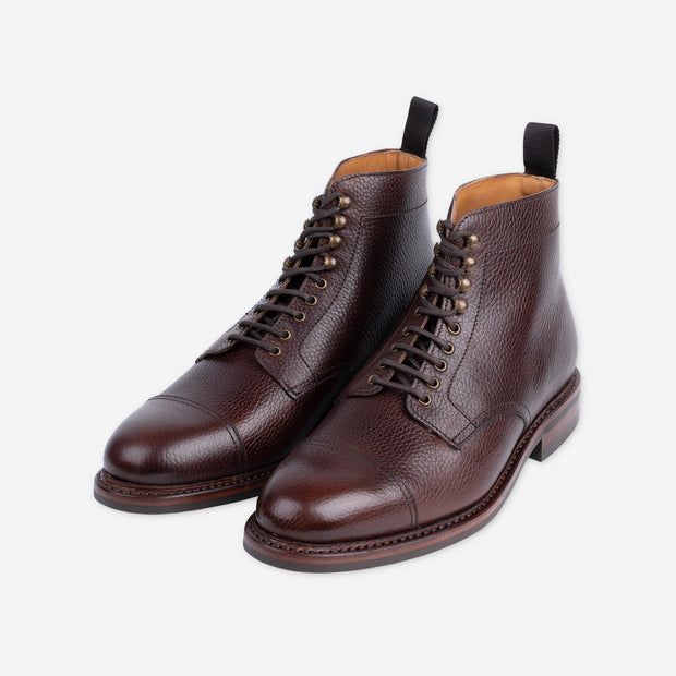 Cap Toe Boot in Brown Scotch Grain