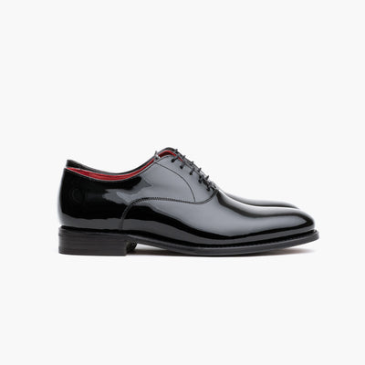 Cap Toe Oxford in Black Patent Leather