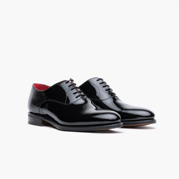 Cap Toe Oxford in Black Patent Leather