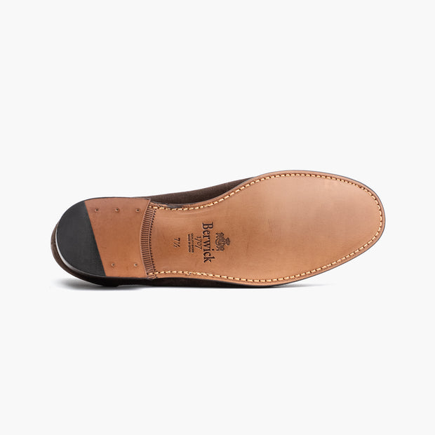 Summer Penny Loafer in Dark Brown Suede