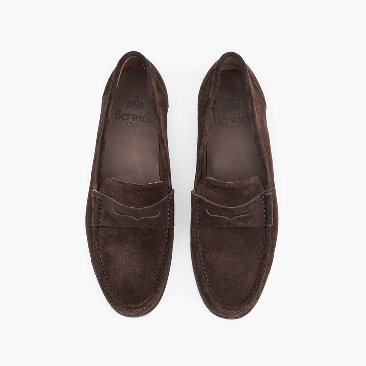 Summer Penny Loafer in Dark Brown Suede