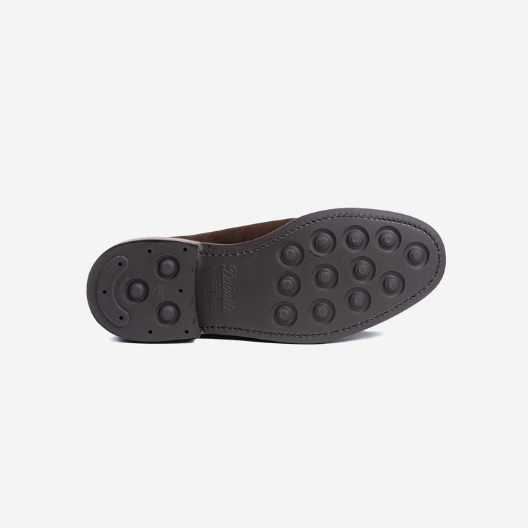 Plain toe derby in Dark Brown Oil Suede