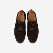 Plain toe derby in Dark Brown Oil Suede