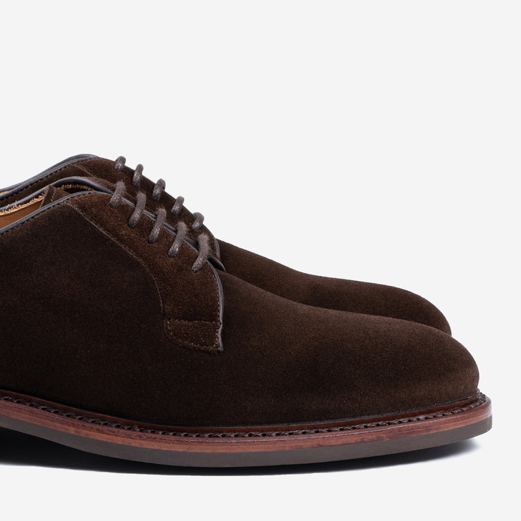 Plain toe derby in Dark Brown Oil Suede