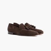 Milanese Tassel Loafer in Dark Brown Suede