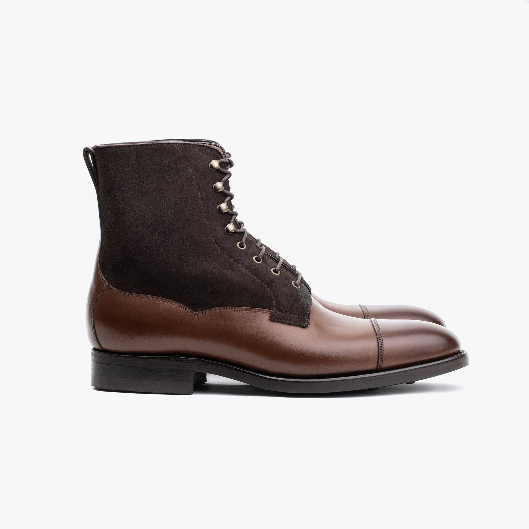 Field Boot in Medium Brown Calf and Suede – Caine Clothiers
