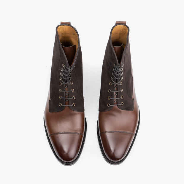 Field Boot in Medium Brown Calf and Suede