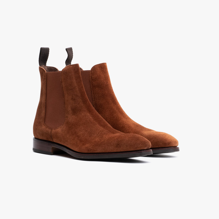 carmina tobacco suede - Our slippers 80384 uetam last, available at Carmina stores & Carmina website #carminashoemaker #goodyearwelted #slippers #loafers # Plain lace Chelsea Boot 80216 in Tobacco