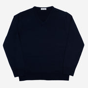 V-neck in Navy Merino Wool