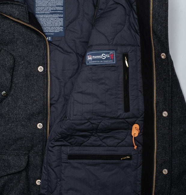 Fisherman Parka in Charcoal Casentino Wool