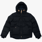 Down Hooded Jacket in Black Dry Waxed Cotton