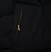 Down Hooded Jacket in Black Dry Waxed Cotton