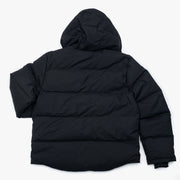 Down Hooded Jacket in Black Dry Waxed Cotton