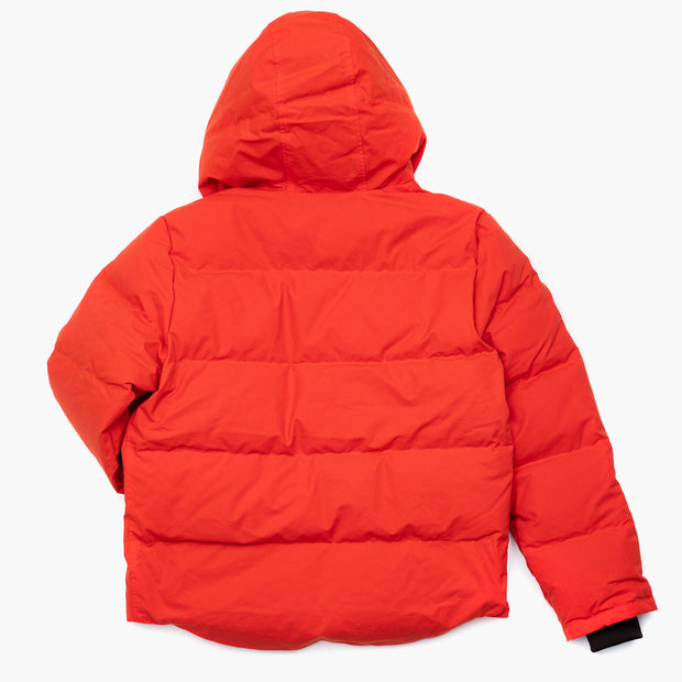 Down Hooded Jacket in Orange Dry Waxed Cotton