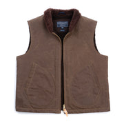 Mountain Gilet in Dark Tan Waxed Cotton