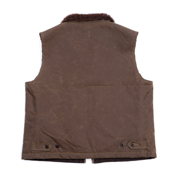 Mountain Gilet in Dark Tan Waxed Cotton