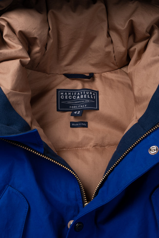 Goose Down Padded Fisherman Parka in Cobalt